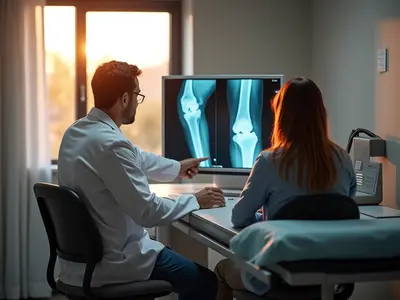 Physician reviewing a knee X-ray with a patient in an Arizona clinic